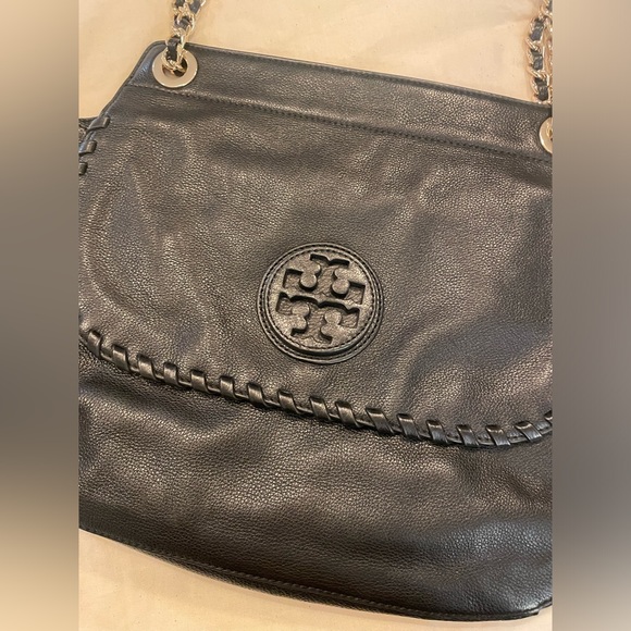 Tory Burch Black Leather Marion Shoulder Bag - Picture 2 of 8